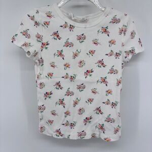 GAP Kids Floral Print Ribbed T-Shirt Girls Crew Neck Short‎ Sleeve Top
